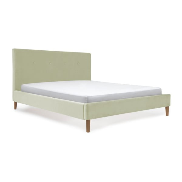 Pastelovozelená posteľ s prírodnými nohami Vivonita Kent, 180 × 200 cm