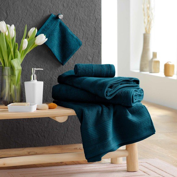 Tmavomodrý froté bavlnený uterák 50x90 cm Tendresse – douceur d'intérieur-image-2