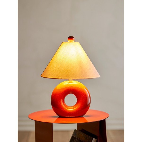 Červená/krémovobiela keramická stolová lampa s textilným tienidlom (výška  42 cm) Panja – Bloomingville-image-4