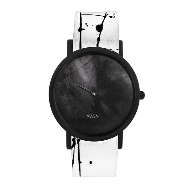 Čierne unisex hodinky s bielo-čiernym remienkom South Lane Stockholm Avant Diffuse