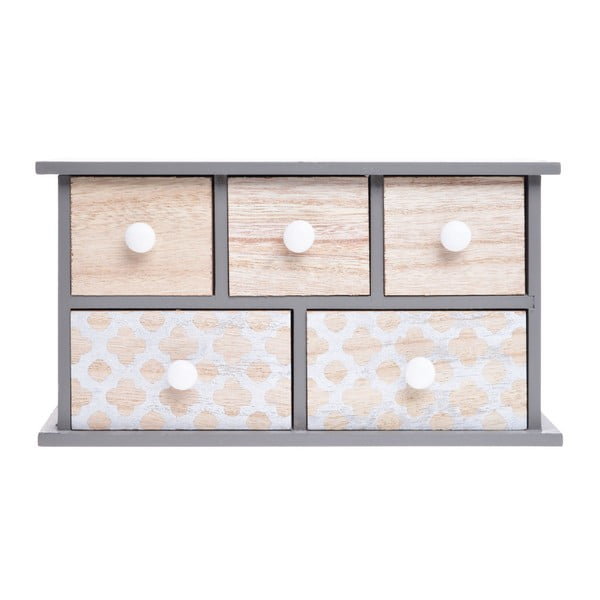 Drevená skrinka s 5 zásuvkami Ewax Doroto, 24 × 9 × 13 cm
