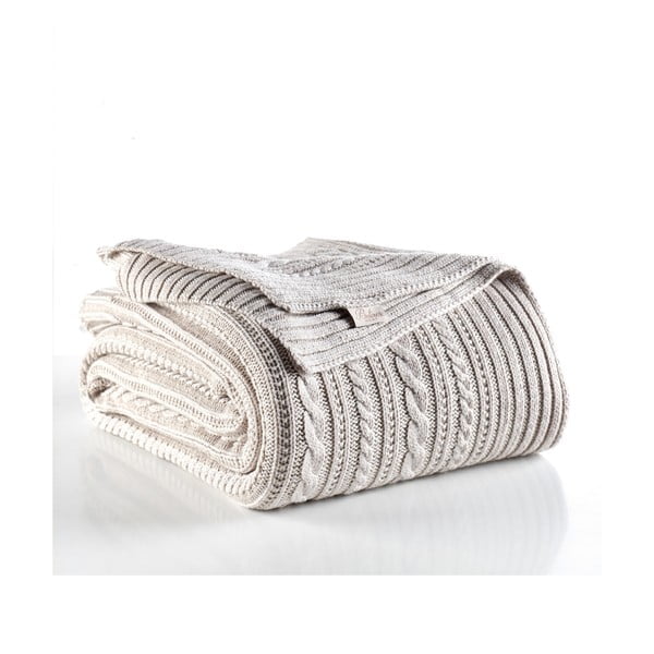 Sivobéžová prikrývka cez posteľ Camila, 220 x 240 cm-image-1