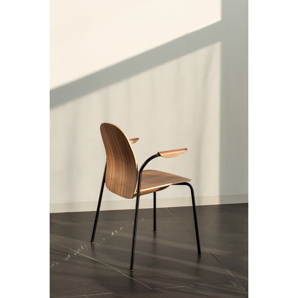 Hnedé/koňakovohnedé jedálenské stoličky v súprave s podrúčkami/stohovateľné 2 ks v dekore orecha Book – Gazzda-image-1