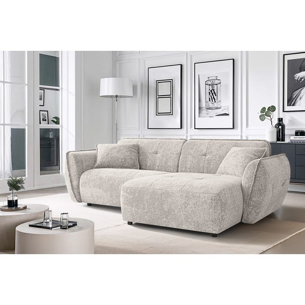 Béžová ženilková rohová pohovka (pravý roh/s leňoškou) Nelia – Ropez-image-1