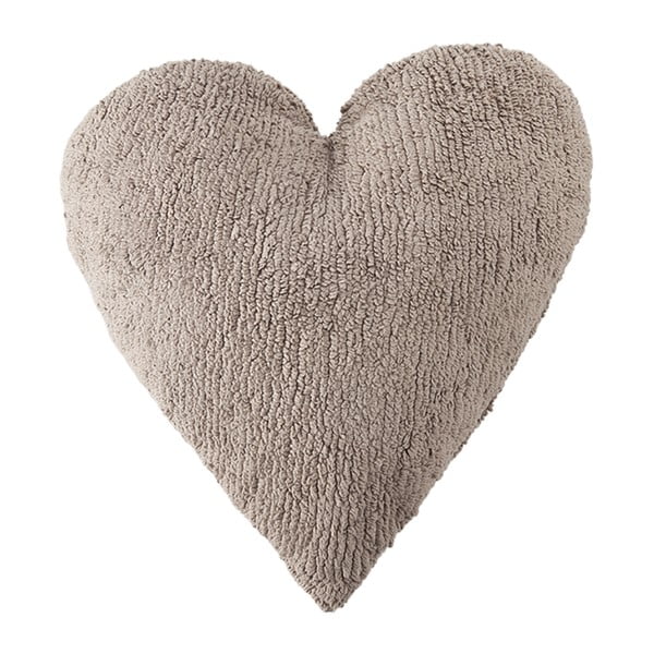 Béžový bavlnený ručne vyrobený vankúš Lorena Canals Heart, 47 x 50 cm