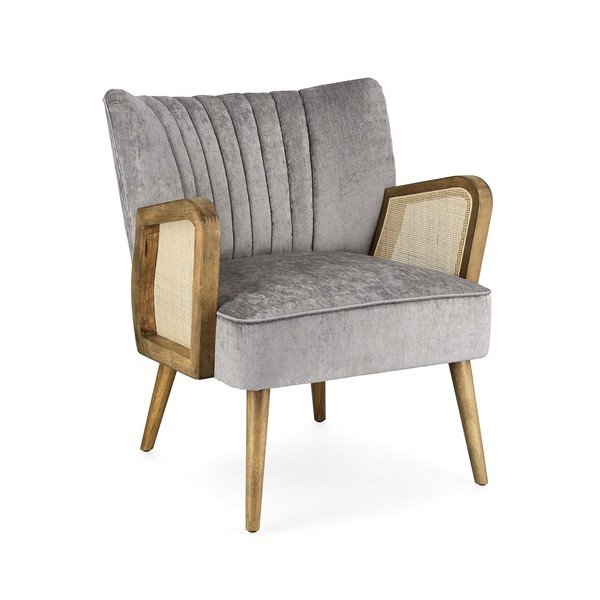 Sivé zamatové kreslo Virna – Bizzotto