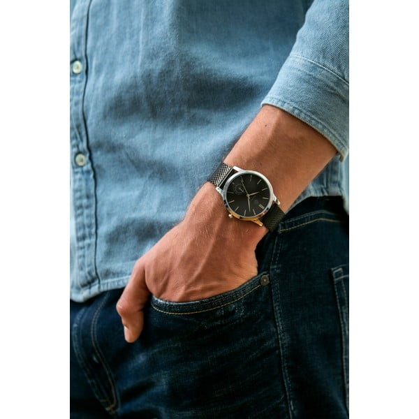 Pánske hodinky s remienkom z antikoro ocele v čiernej farbe Paul McNeal Cassio-image-1