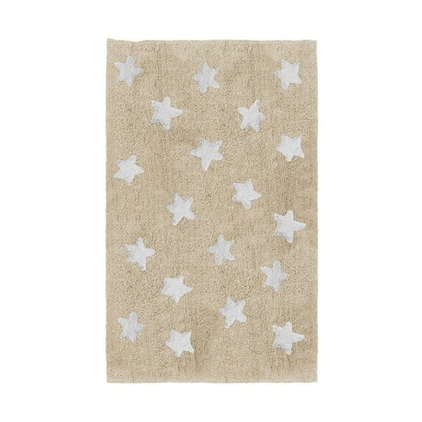 Béžový detský ručne vyrobený koberec Tanuki Stars, 120 × 160 cm