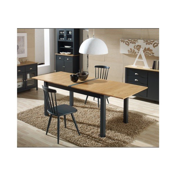 Antracitovosivý rozkladací jedálenský stôl z masívneho borovicového dreva Marckeric Jade, 150 × 85 cm-image-3