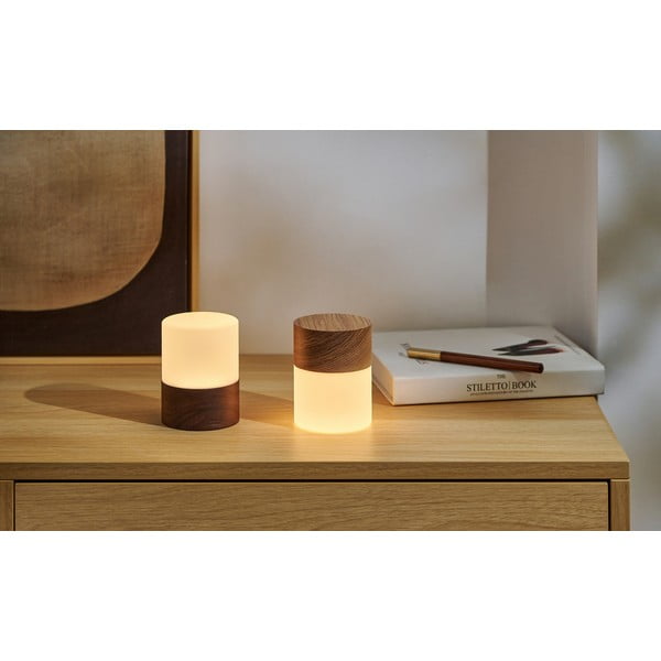 Tmavohnedá stmievateľná stolová lampa so skleneným tienidlom (výška 10,5 cm) Lemelia – Gingko-image-2