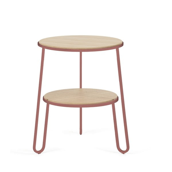 Odkladací stolík s ružovou kovovou konštrukciou HARTÔ Anatole, ⌀ 40 cm