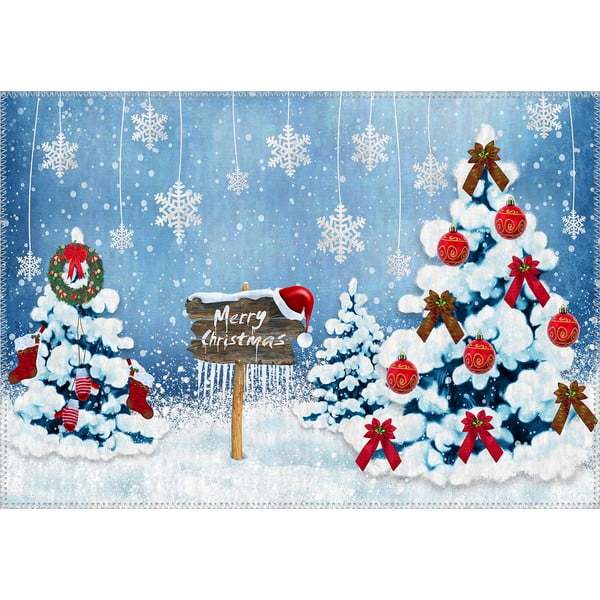 Koberec Vitaus Vianočné obdobie zasnežená príroda, 50 x 80 cm