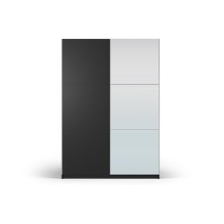 Čierna šatníková skriňa so zrkadlom a s posuvnými dverami 151x215 cm Lisburn - Cosmopolitan Design