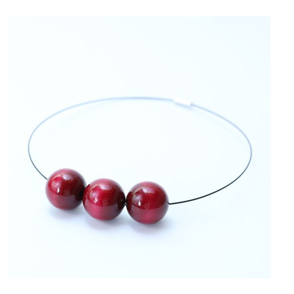 Vínovočervený drevený náhrdelník Ko-ra-le Simple