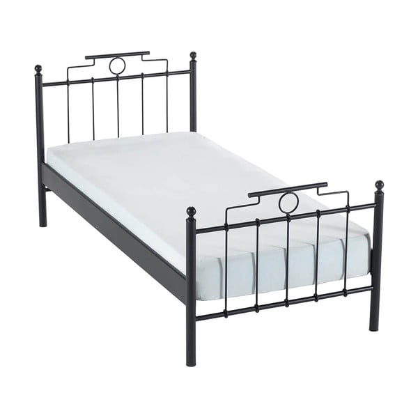 Čierna kovová jednolôžková posteľ s roštom 90x200 cm Hatkus – Kalune Design