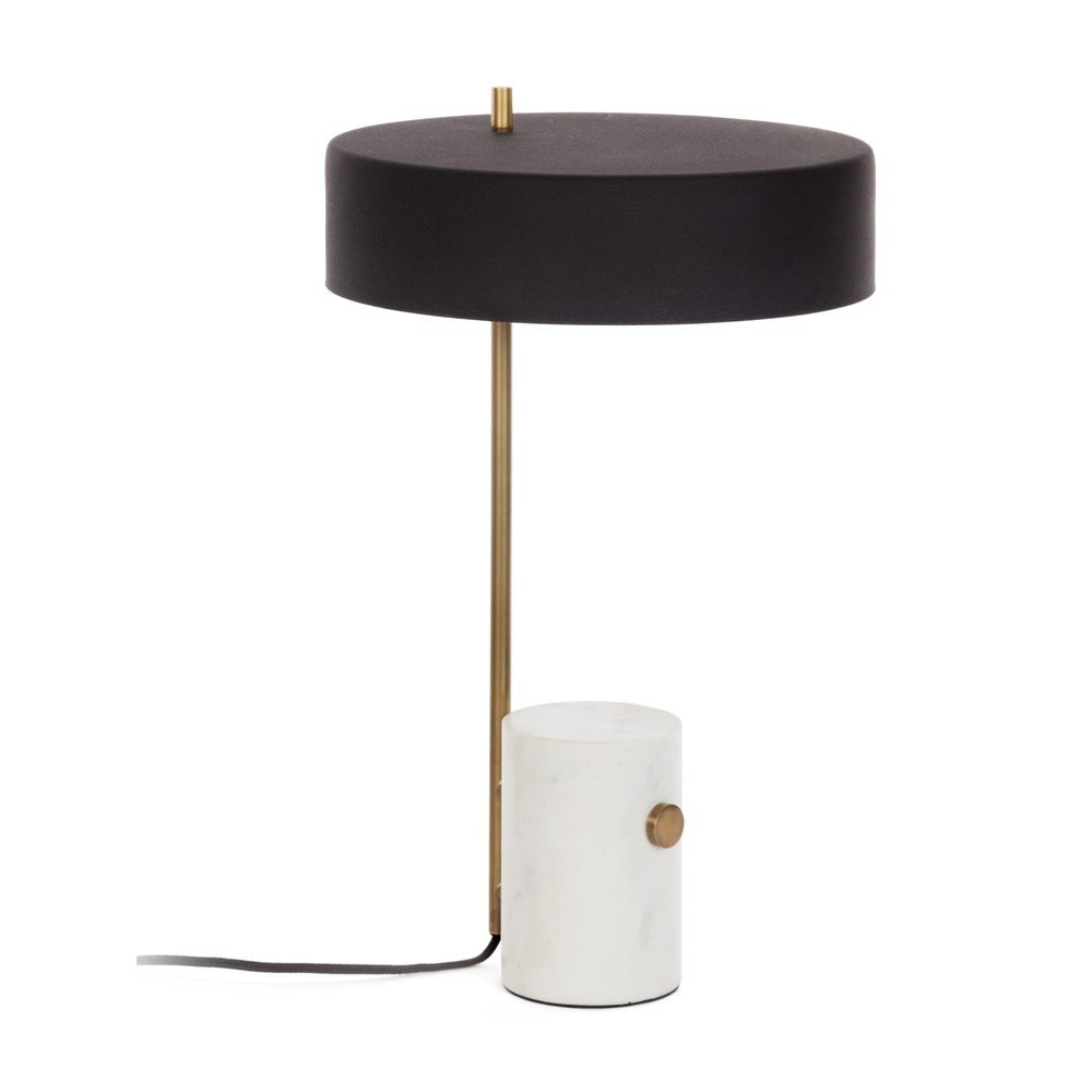 E-shop Bielo-čierna stolová lampa s kovovým tienidlom (výška 53 cm) Phant - Kave Home