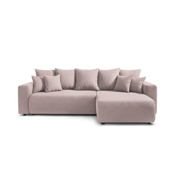 Svetloružová rozkladacia rohová obojstranná pohovka Bobochic Paris Envy-image-3