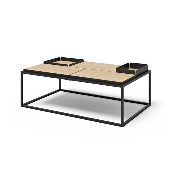 Konferenčný stolík s doskou v dekore duba v čierno-prírodnej farbe 75x120 cm Douro – TemaHome-image-2