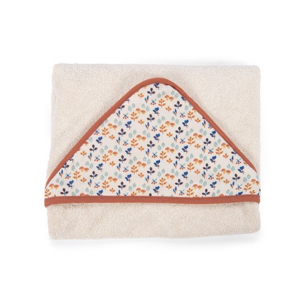 Krémová bavlnená detská osuška s kapucňou 80x80 cm Pomme des Bois – Moulin Roty-image-2