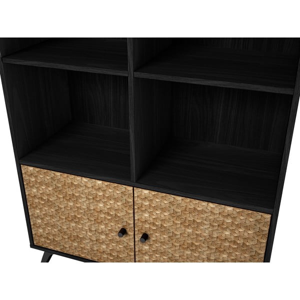 Čierna knižnica v dekore exotického dreva 92x160 cm Hanoi - Marckeric-image-1