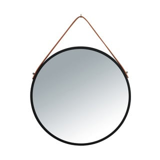 Čierne závesné zrkadlo Wenko Borrone, ø 40 cm