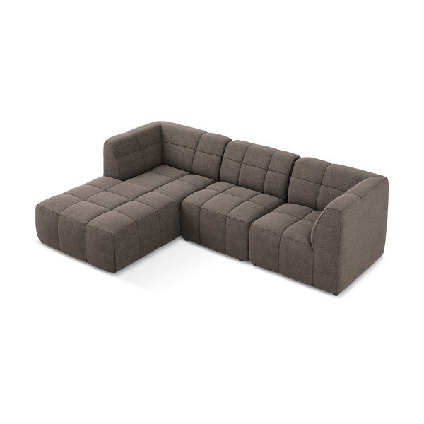 Hnedá rohová pohovka z textílie buklé (ľavý roh/s leňoškou) Aloha – Makamii-image-3