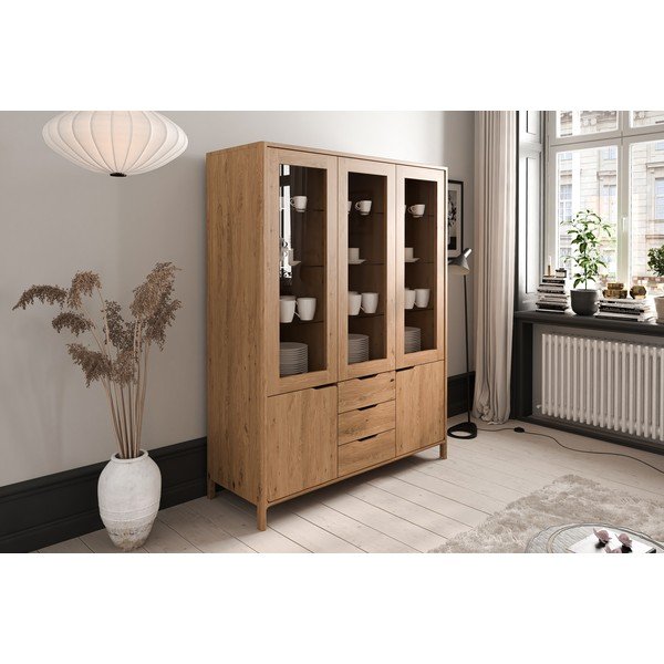 Vitrína z dubového dreva v prírodnej farbe 140x188 cm Twig – The Beds-image-3