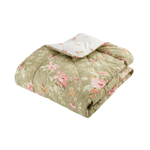 Zelený prešívaný pléd 200x200 cm Penelope Floral – Catherine Lansfield