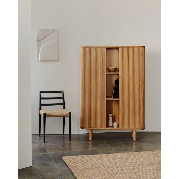 Skrinka v dekore jaseňa s posuvnými dverami v prírodnej farbe 110x160x40 cm Mailen – Kave Home-image-1