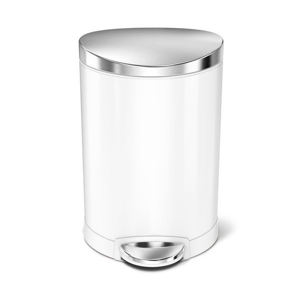 Biely nášľapný oceľový odpadkový kôš 6 l – simplehuman-image-4