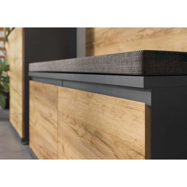 Skrinka na topánky v dekore duba s lavicou Lissabon - Germania-image-1