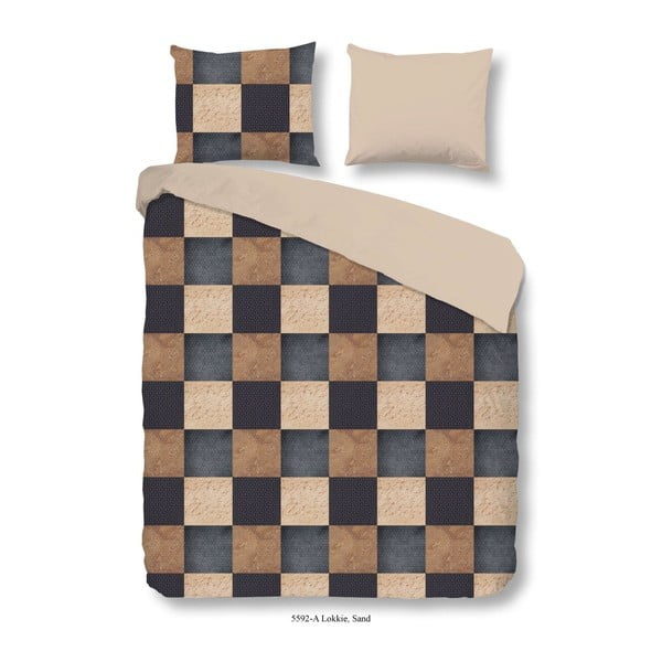 Hnedé posteľné obliečky na jednolôžko Good Morning Lokkie, 140 × 200 cm