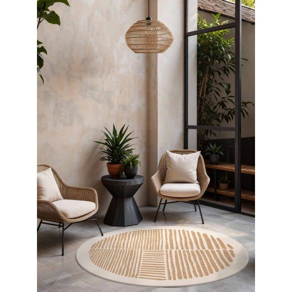 Krémovobiely/v prírodnej farbe okrúhly vnútorný a vonkajší koberec ø 200 cm Haringey Bounds – Ted Baker-image-1