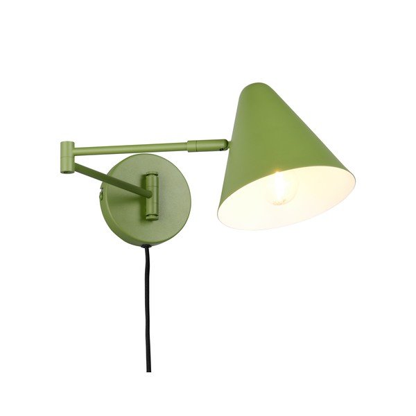 Zelené nástenné svietidlo s ohýbateľnou konštrukciou do zásuvky ø 15 cm Cosima – Trio-image-3