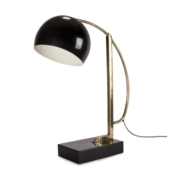 Lesklá čierna stolová lampa s kovovým tienidlom (výška  56 cm) Antique – HF Living