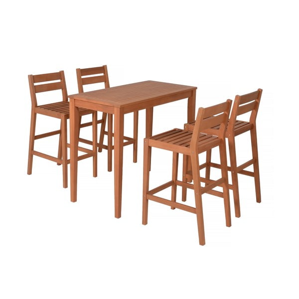 Záhradný barový set z eukalyptového dreva v prírodnej farbe pre 4 Maine – Garden Pleasure