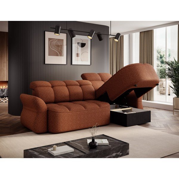 Terakotová zamatová rozkladacia/s úložným priestorom rohová pohovka (pravý roh/s leňoškou) Beneth – ELTAP-image-4