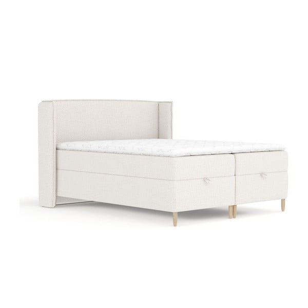 Krémová boxspring posteľ s úložným priestorom 160x200 cm Monpelli – Maison de Rêve