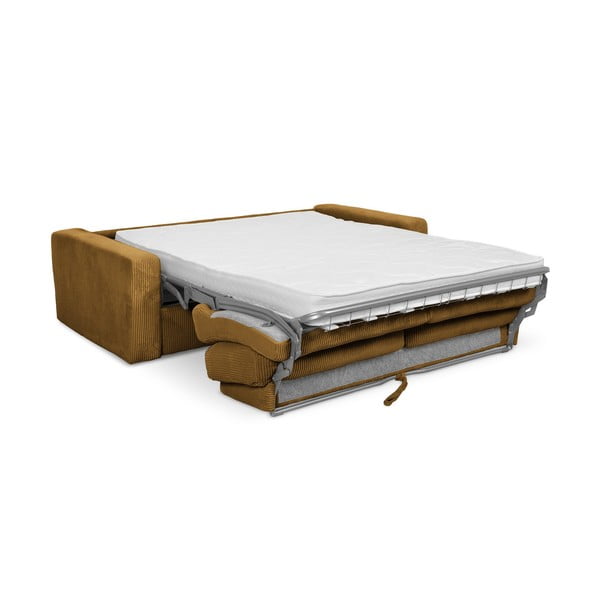 Menčestrová rozkladacia pohovka v horčicovej farbe 195 cm Nona – Makamii-image-3