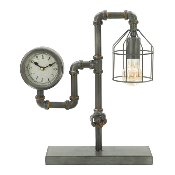 Stolová lampa s hodinami Mauro Ferretti Industry Clock, 38,5 × 43,2 cm