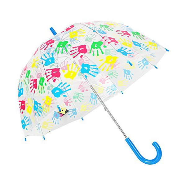 Detský transparentný dáždnik s modrou rukoväťou Birdcage Crook, ⌀ 72 cm