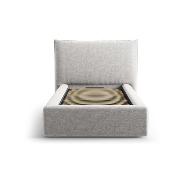 Svetlosivá čalúnená jednolôžková posteľ s úložným priestorom s roštom 90x200 cm Kaelle – Micadoni -image-3