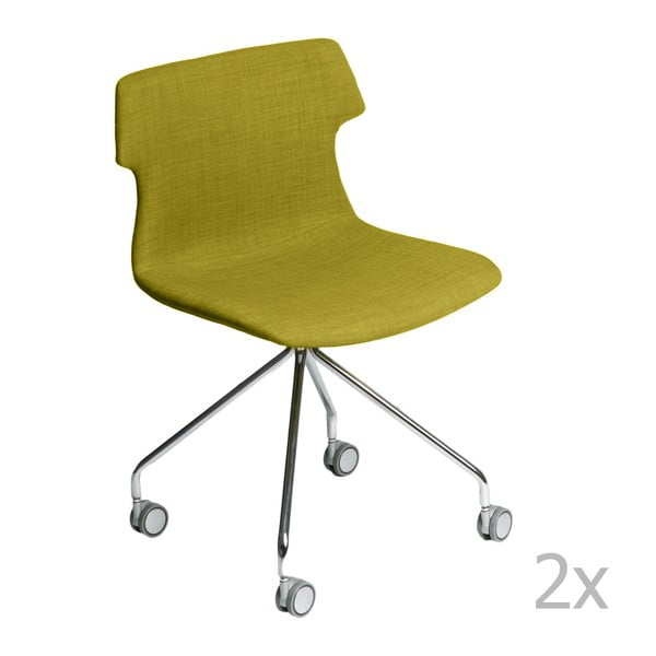Sada 2 zelených čalúnených stoličiek D2 Techno Roll