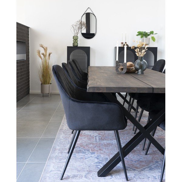 Čierne čalúnené jedálenské kreslá v súprave s podrúčkami 2 ks Harbo – House Nordic-image-1