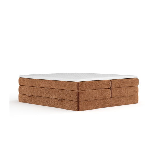 Oranžová boxspring posteľ s úložným priestorom/bez čela 200x200 cm Juniper – Maison de Rêve