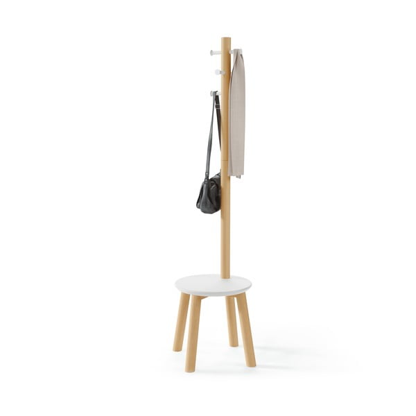 Biely prírodný vešiak z kaučukového dreva Pillar - Umbra-image-2