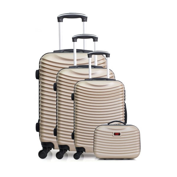 Sada 4 cestovných kufrov v zlatobéžovej farbe na kolieskach Hero Etna-C
