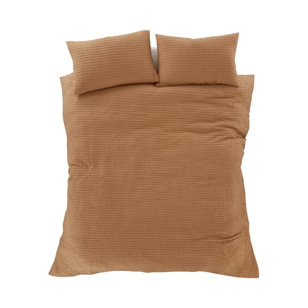 Hnedé obliečky na dvojlôžko 200x200 cm Muscat Waffle – Pineapple Elephant