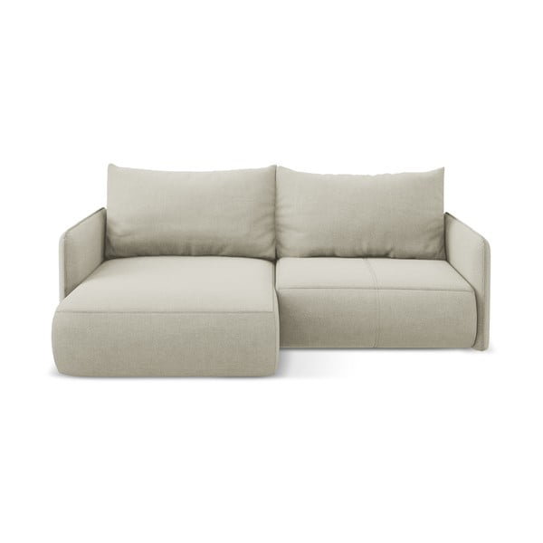 Krémovobiela rozkladacia/s úložným priestorom rohová pohovka (ľavý roh) Nanea – Makamii