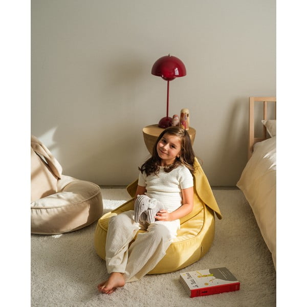 Žltý zamatový detský sedací vak Bunny – Wigiwama-image-1
